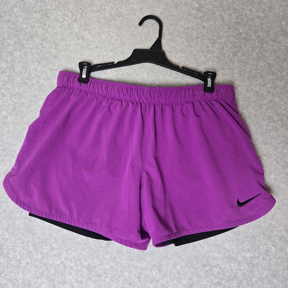 Nike Dri-Fit Athletic Purple & Black Women's Training Running Shorts - Size M